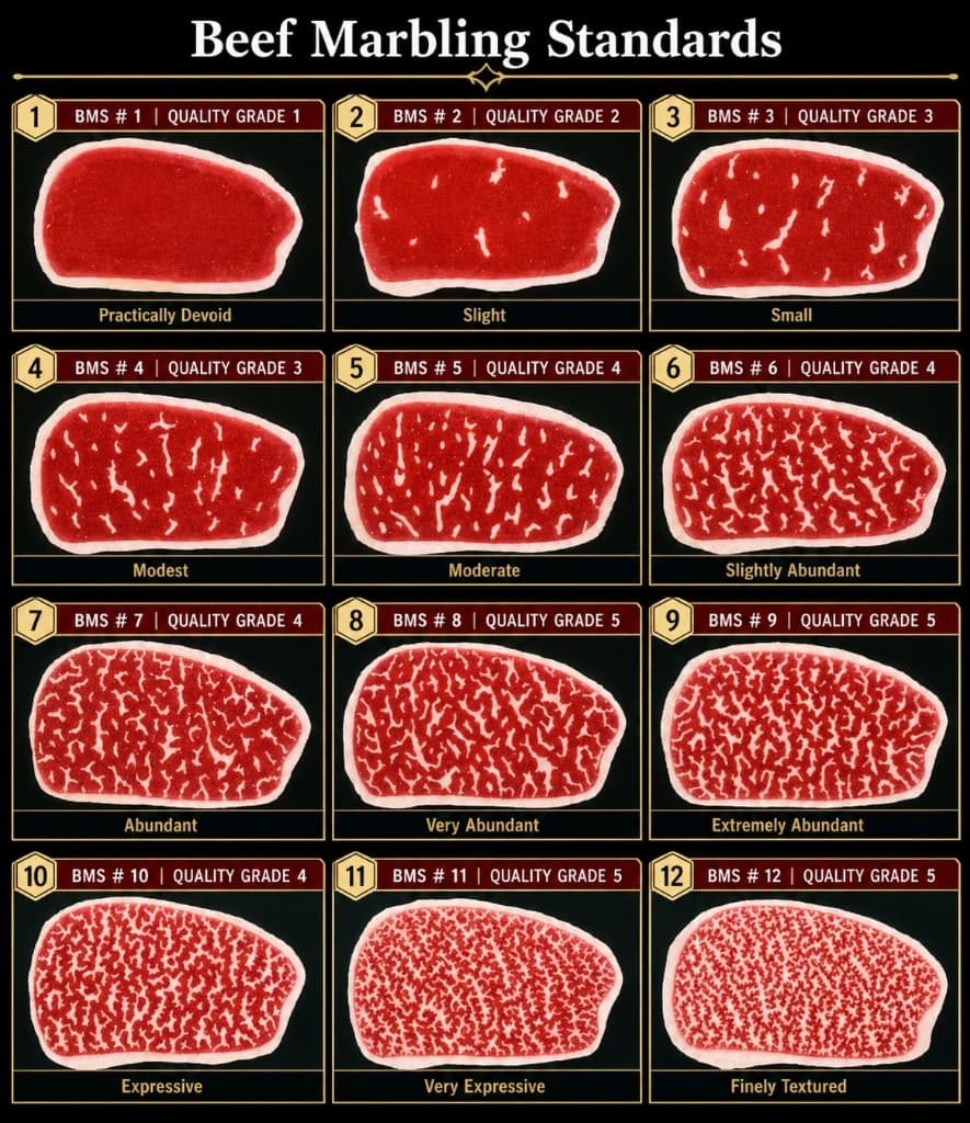 Beef Marbling Standards BMS Chart